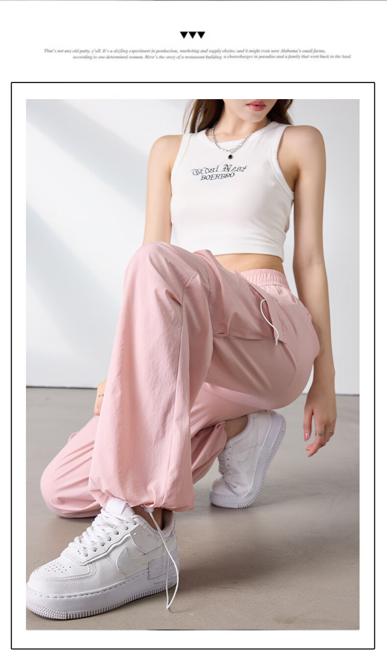 Langsha Women's American Style Parachute Work Pants Spring Summer Thin High Waist Wide Leg Loose Straight Casual Outdoor Sports Pants 21