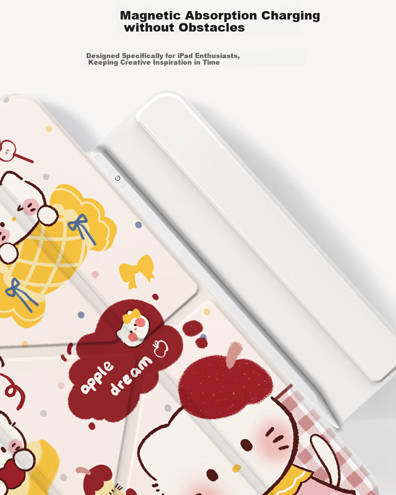 RBP Compatible with 2025 New IPad 11/10 Case, A16 Chip 10th Generation Tablet Protective Cover, Upgraded 3Y Foldable Magnetic Detachable Anti-Bend Pen Holder Apple Kitty 7