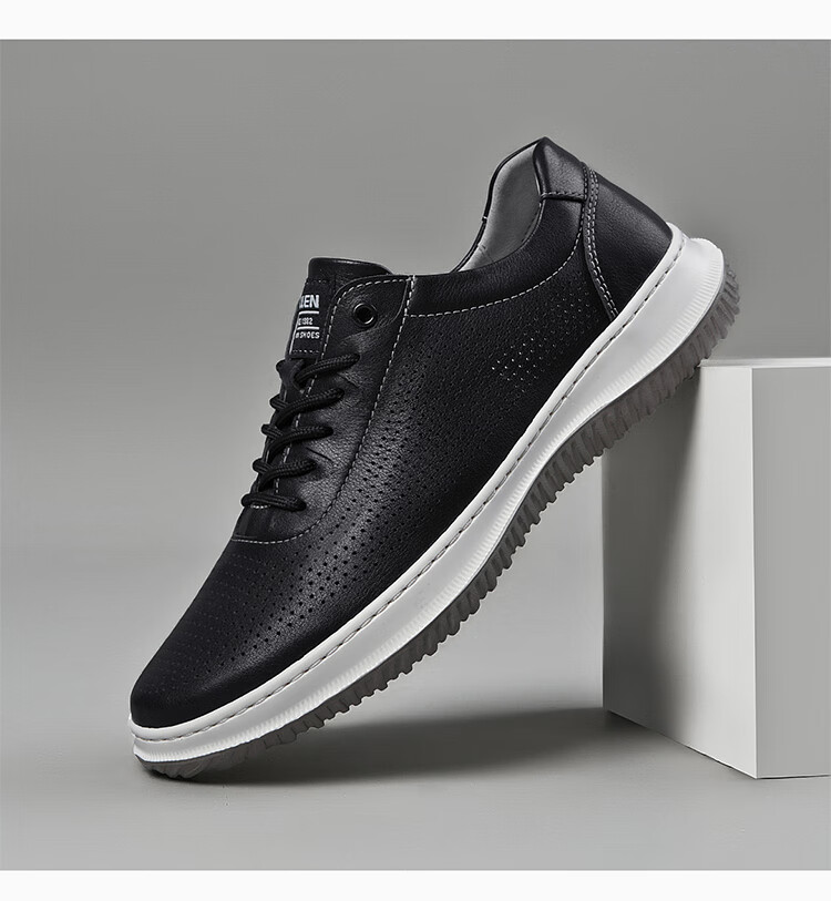 MELLEN White Sneakers Breathable Leather Shoes Thin Casual Skateboard Shoes Men's Sports Casual Shoes MYB87333 White 41 3