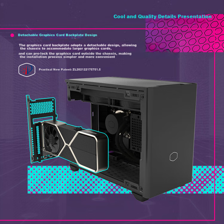 CoolerMaster NR200PMAX ITX Case Power Supply Combo, Including V850SFX Gold PSU & 280mm Water Cooling Radiator, Steel And Glass Side Panel, Tool-Free Installatio 8