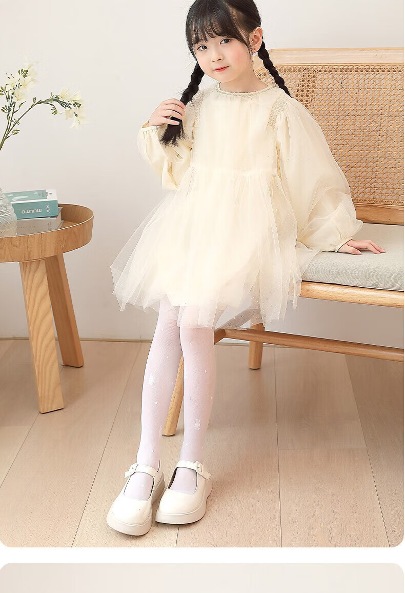 Bingxue Kapok Children's Dance Socks Summer Ultra-thin Tights Girls Anti-Snag Stockings White Mosquito-Repellent Leggings for Older Kids 16