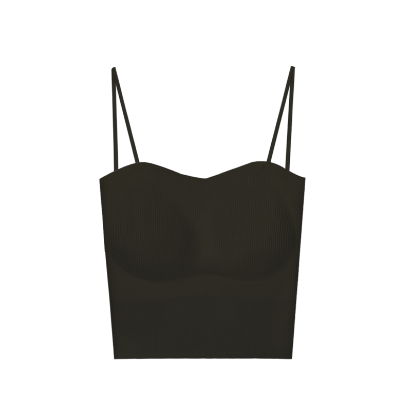 Hongdou Women's Ice Silk Seamless Vest with Fixed Hem Chest Pad and Thin Straps Simple Basic Tank Top