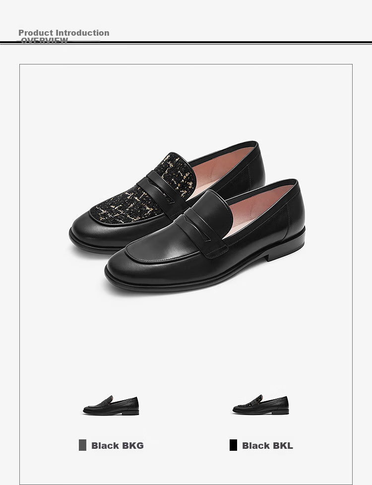 Le Saunda Lai Fu Family 2026 Spring And Summer Vintage Chanel-Style Slip-On Loafers for Women 19002, Black BKL, Size 34 2