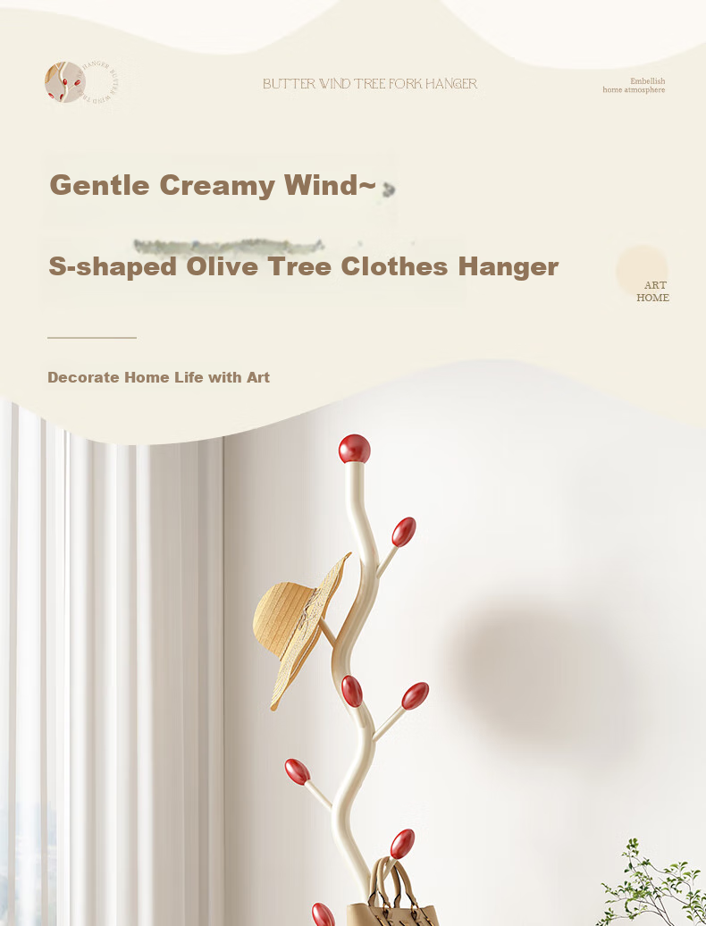 Shengnuoyilin Coat Rack Cream Style Bedroom Clothes Hanger, Entrance Hall Coat Stand, Fishbone Clothes Hanger, Floor-Standing Bag Rack, White And Gree 1