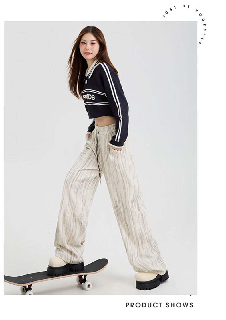 Jeanswest Women's Summer High-Waist Slimming Wide-Leg Straight Casual Sports Cargo Pants Pink XL 7