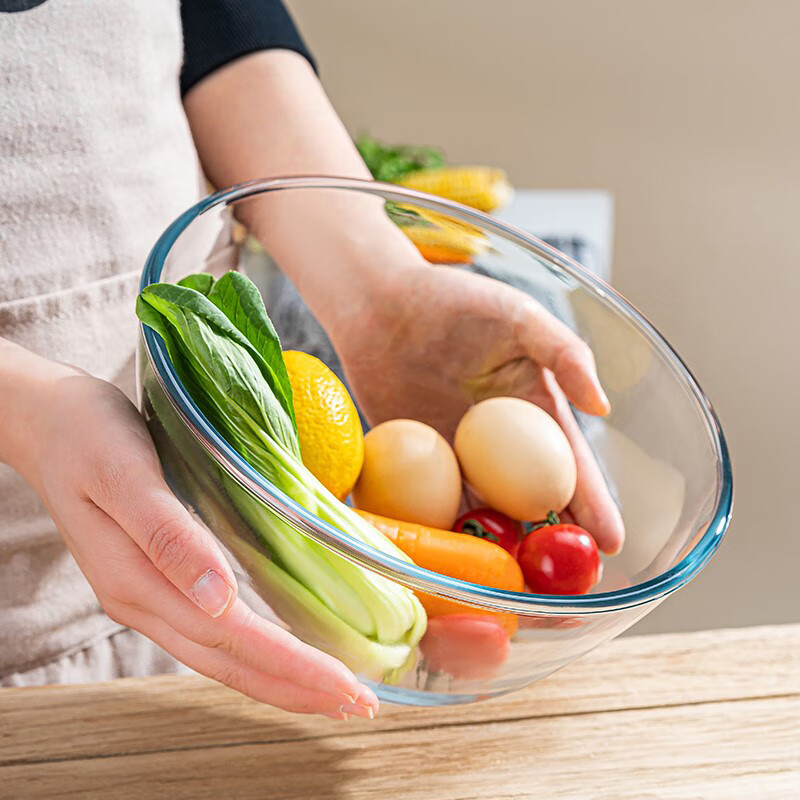 JIWUSENLIN Large Glass Bowl for Home Use, Thick Soup Bowl And Noodle Glass Basin, Fruit Salad Bowl, Cooking Bowl, Baking And Proofing Bowl, 4.5 Liters