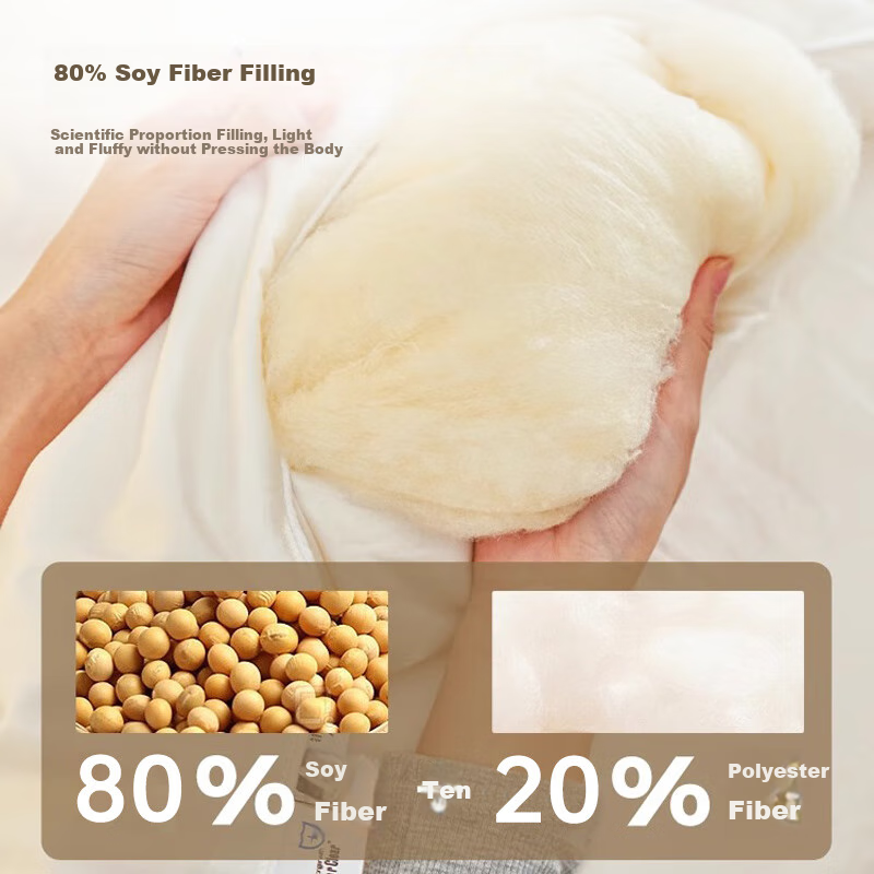 Wuyinliangpin Class A Pure Cotton Fabric, 80% Soybean Comforter, All-Season Quilt, Spring And Autumn Duvet Insert, 200*230cm, 4 Ji