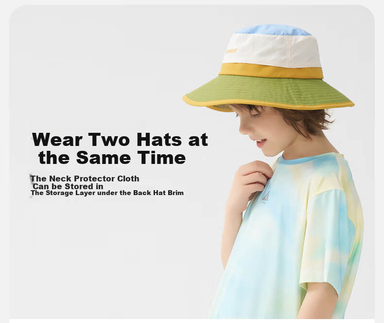 Kenmont Spring And Summer Children's Foldable Neck Protection Sun Hat Shawl Integrated UV-Resistant Quick-Dry Fisherman Hat 4446 2