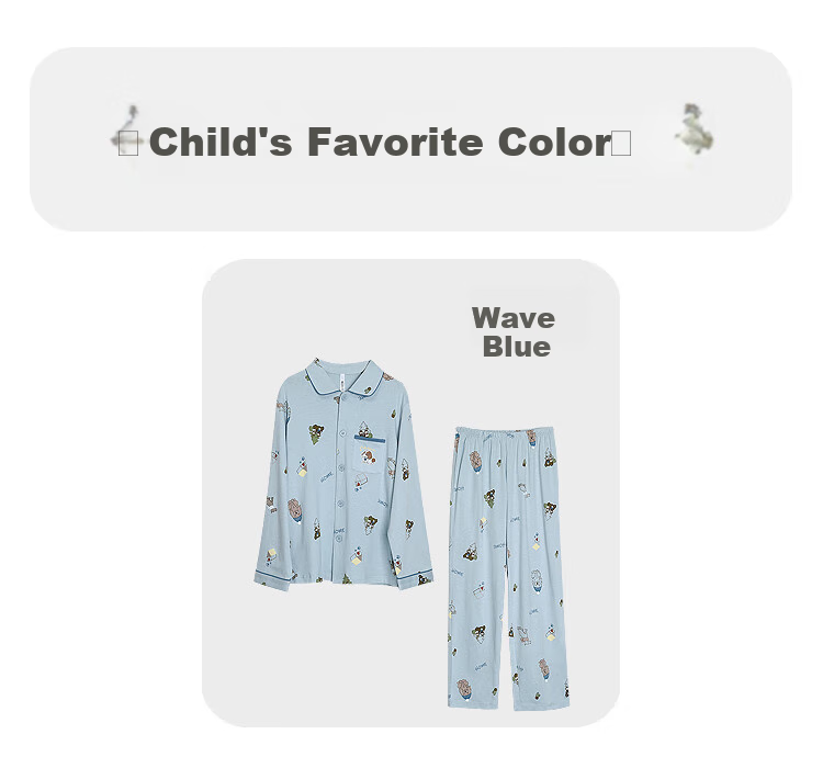Hodohome Children's Pajamas Girls' Class A Pure Cotton Loungewear Cartoon All-Over Print Long-Sleeve Cardigan Set 108 130 15