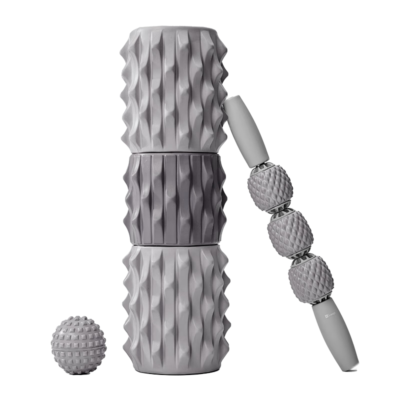 Keep Foam Roller, Spiked Bar, Slim Leg Muscle Professional Relaxation Fitness Yoga Roller Massage Stick Combination Set, Twilight Gray