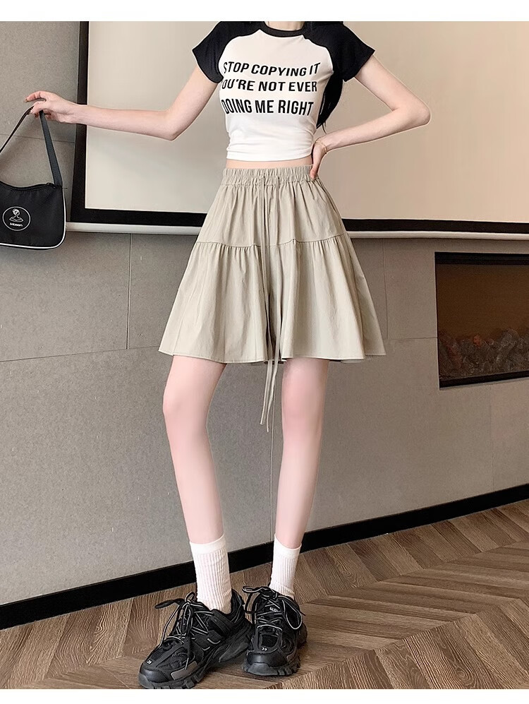 LangSha Women's Japanese-Style Design Casual Skort Shorts, Summer Lightweight High-Waisted Slimming Shorts for Petite Figures 4