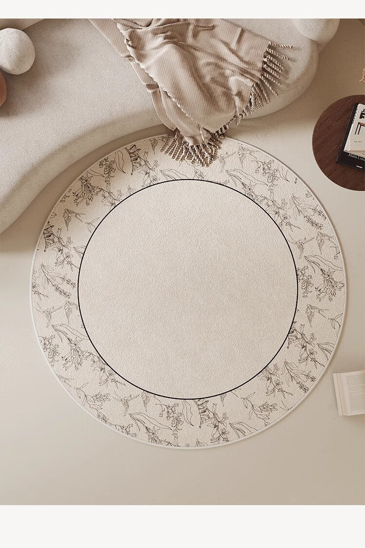 Shengwaluding Circular Carpet, Living Room Luxurious High-End Thickened Bedroom Sofa Home Decor Cream Style Non-Slip Carpet Upgraded Versio 4