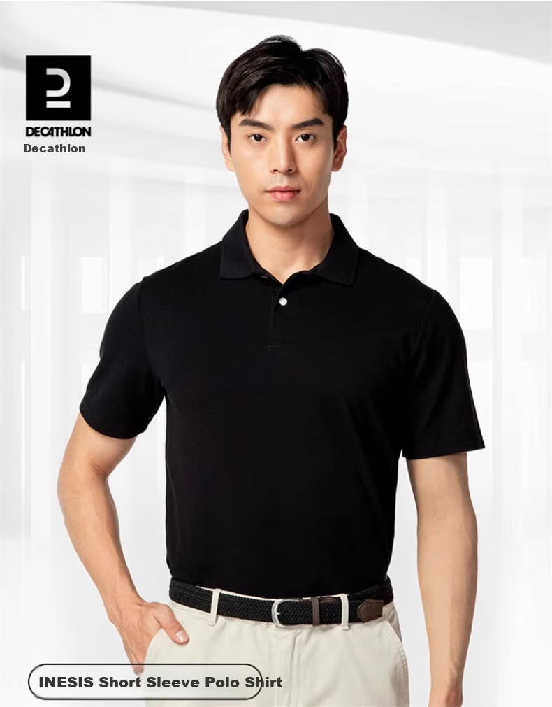DECATHLON Polo Shirt Short Sleeve T-Shirt, Pure Cotton Breathable Solid Color Sports Shirt, 4216591 1