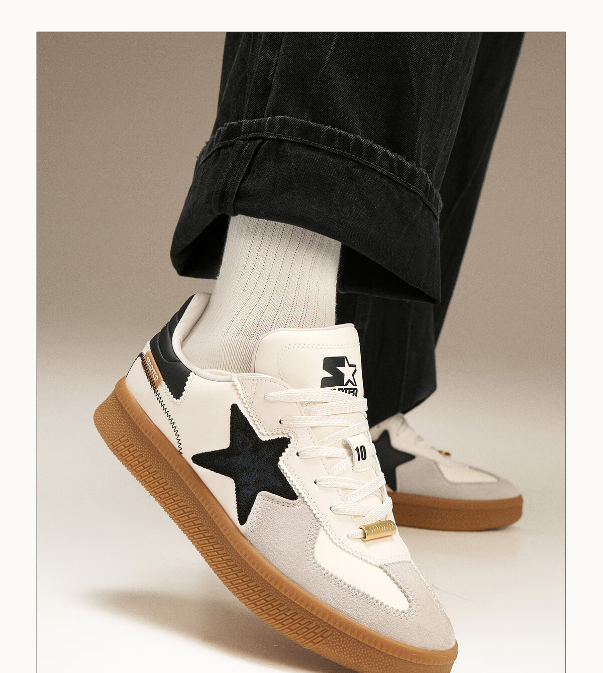 STARTER [Celebrity Style] 2025 Heavyweight New Product T-Toe Suede Casual Unisex Dexun Shoes, White, Size 36 3