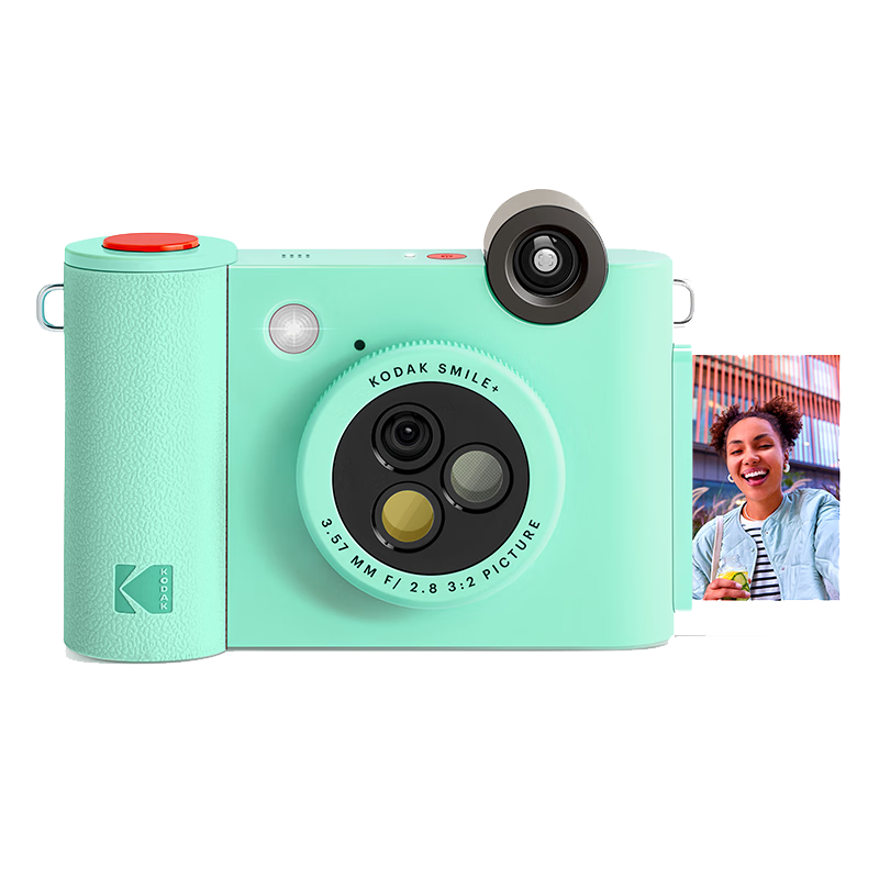 KODAK Smile+ Instant Camera (10 Million Pixels, 3 Filters, Zink Inkless Printing, Bluetooth Link for Mobile Printing Photos, Supports TF Card) Green Gift Box Packaging