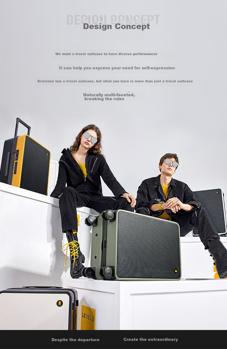 LEVEL8 Luggage Trolley Suitcase Carry-On 20-Inch for Men And Women Students, Stylish Tianshengduoman Series Travel Case Gree 2