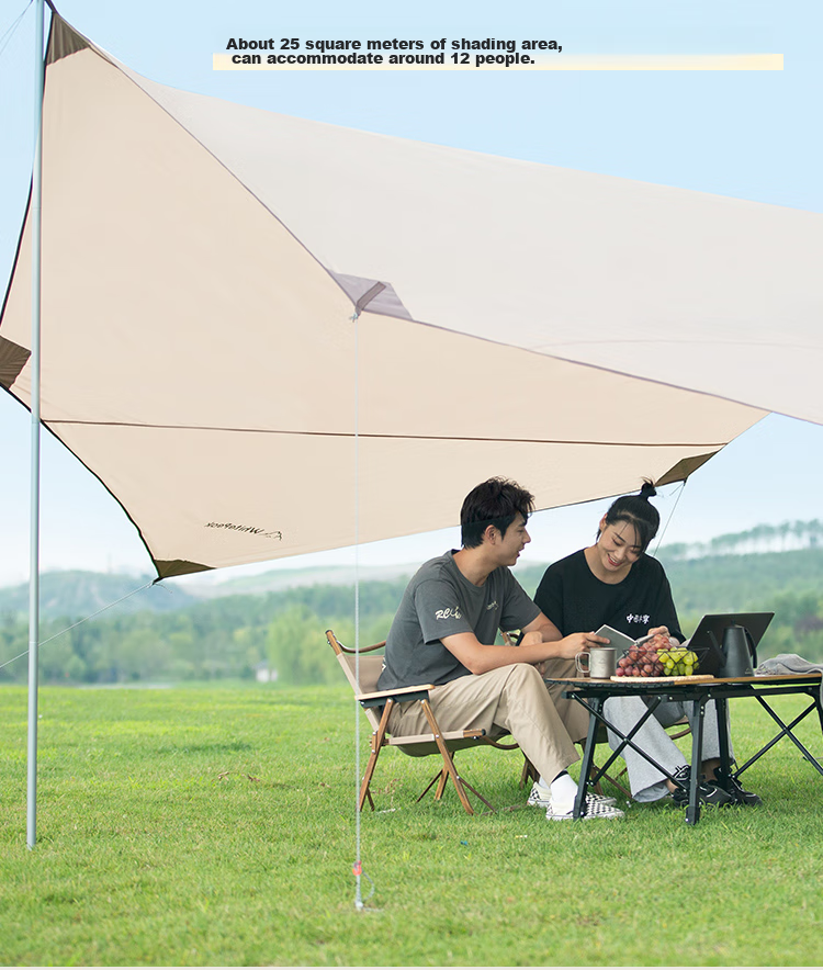 WhitePeak Silver-Coated Hexagonal Sunshade Tent for Outdoor Camping, Sun Protection, Rain Protection, Portable Picnic Tarpauli 3
