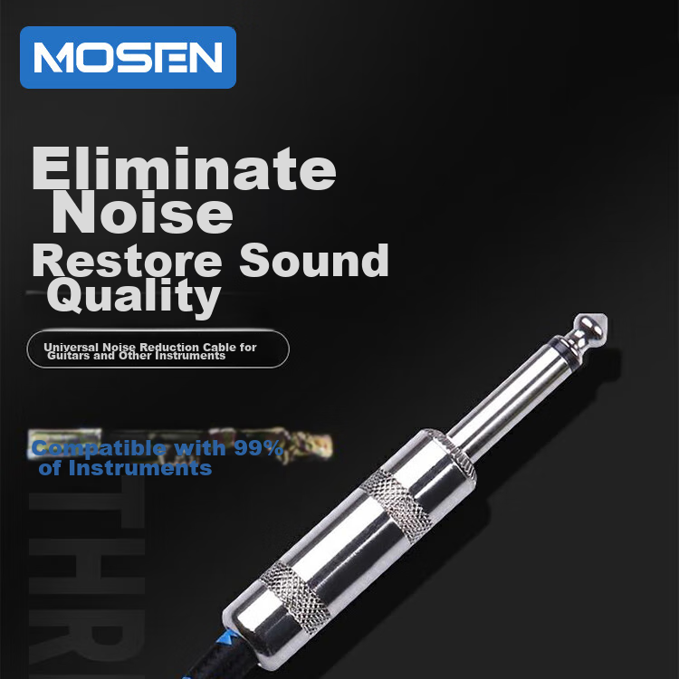 MOSEN MS-65P Guitar Audio 6.5mm Cable, Electric Guitar Bass Amplifier Cable, Noise Reduction Audio Cable, 3 Meters 3