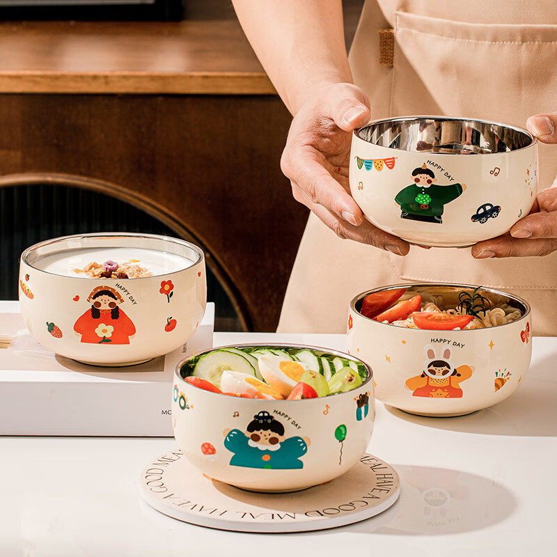 TREEJACK 316L Stainless Steel Cartoon Rice Bowl for Children, Kindergarten And Home Use, Baby Food Bowl, Noodle Soup Bowl, Dishwasher Safe