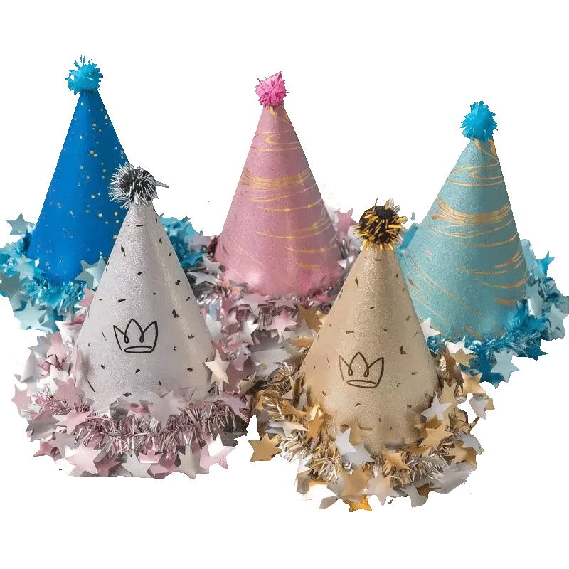 Duomeiyi Premium Birthday Hats Party Decoration Props Plush Ball Birthday Hats 5-Piece Set for Adults and Children