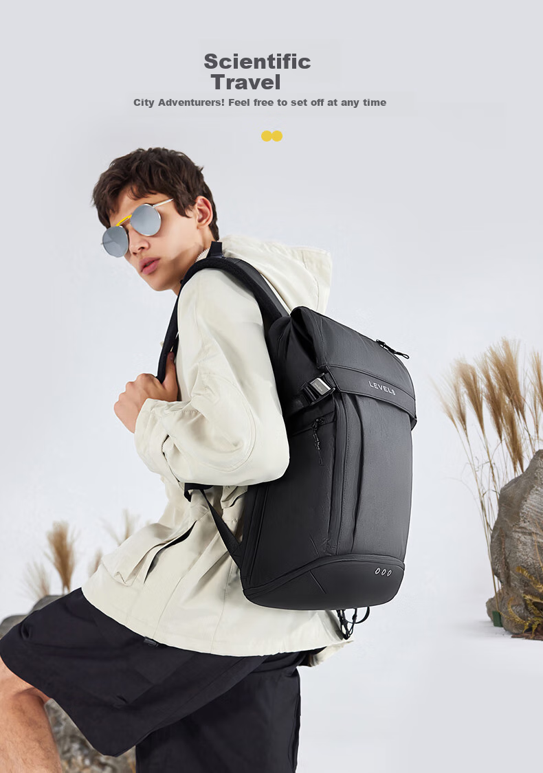 LEVEL8 Casual Business Laptop Backpack, 17.3-Inch, Large Capacity for Men, Urban Light Travel Functional Series 7