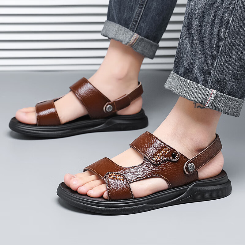 Warrior Men's Two-Way Wear Sports Sandals, Durable Beach Shoes, WSL(WZ)-1352, Brown, Size 41