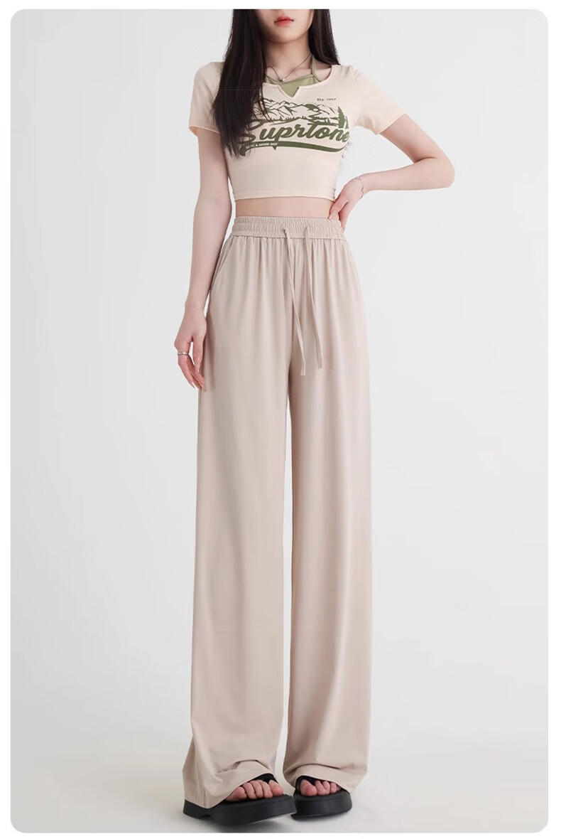 LangSha Ice Silk Wide-Leg Pants Women Summer Thin High-Waist Sun-Protective Slim Loose Straight-Leg Mosquito-Repellent Casual Trousers 19