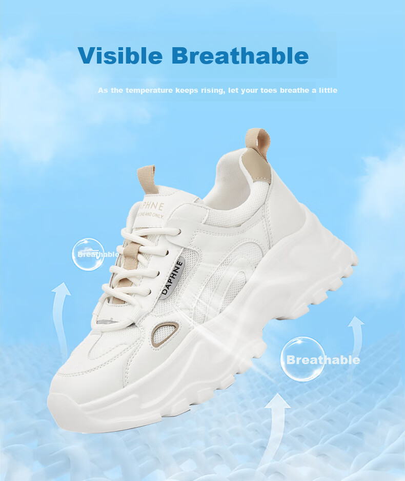 DAPHNE Mesh Casual Shoes for Women, Thick-Soled Breathable Height-Increasing Slimming Foot-Smallening Dad Shoes 4623101141 White Blue 36 2