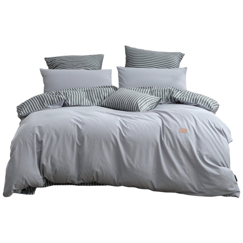 Shuixingjiafang Bedding Set, Four Pieces, for Student Dormitory, Single Person, Pure Cotton, 100% Washed Cotton, Breathable Bedsheet And Duvet Cover, for 1.2m Bed