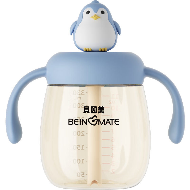 Beingmate Baby Training Cup Children's Milk Cup PPSU Direct Drinking Bottle with Scale Straw Water Cup for 1-3 Years Old