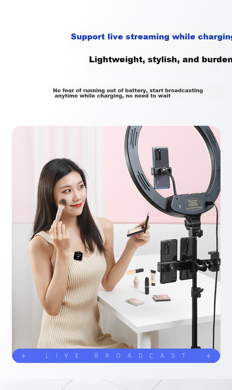 Aigo S22 Wireless Lavalier Microphone, Mobile Phone Live Streaming Professional Recording Outdoor Short Video Karaoke Sound Pickup Device, Noise Reduction Recording Singing Portable Wireless Microphone Speaker T2 without Case 7