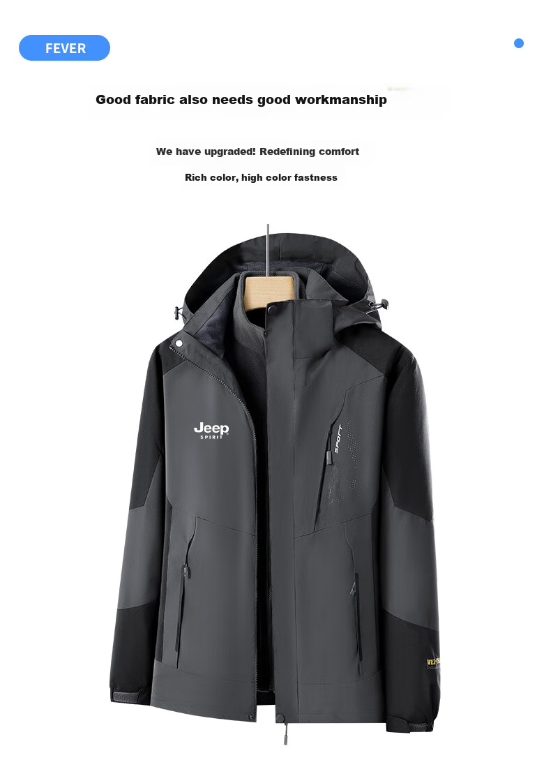 JEEP SPIRIT Men's Autumn Winter 3-in-1 Thickened Red Outdoor Jacket Christmas New Year Edition 8