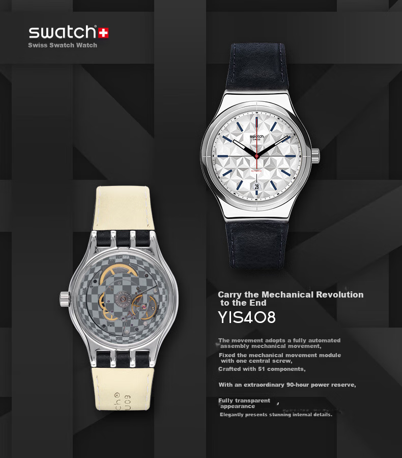 Swatch Swiss Watch Leather Strap Metal Mechanical Men's Wristwatch Holiday Gift Maze Decoratio 2