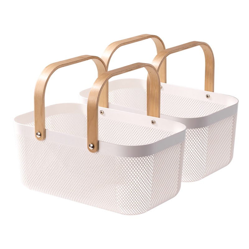 Deli Handheld Bath Basket Storage Basket, Bathroom Cosmetic Draining Basket, Kitchen Storage, 2-Pack Large Size