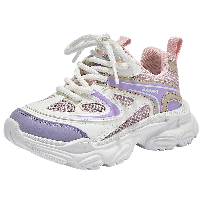 Babaya Children's Sports Shoes, 2026 New Style Girls' Sneakers, Versatile Spring Boys' Casual Running Shoes, Purple, Size 36