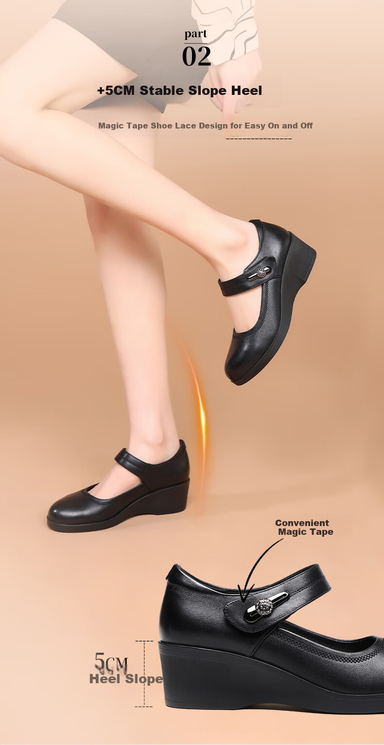 RED DRAGONFLY Mary Jane Shoes Women's Wedge Soft Leather Flats Casual Shoes for Women WTB142221 Black 35 6