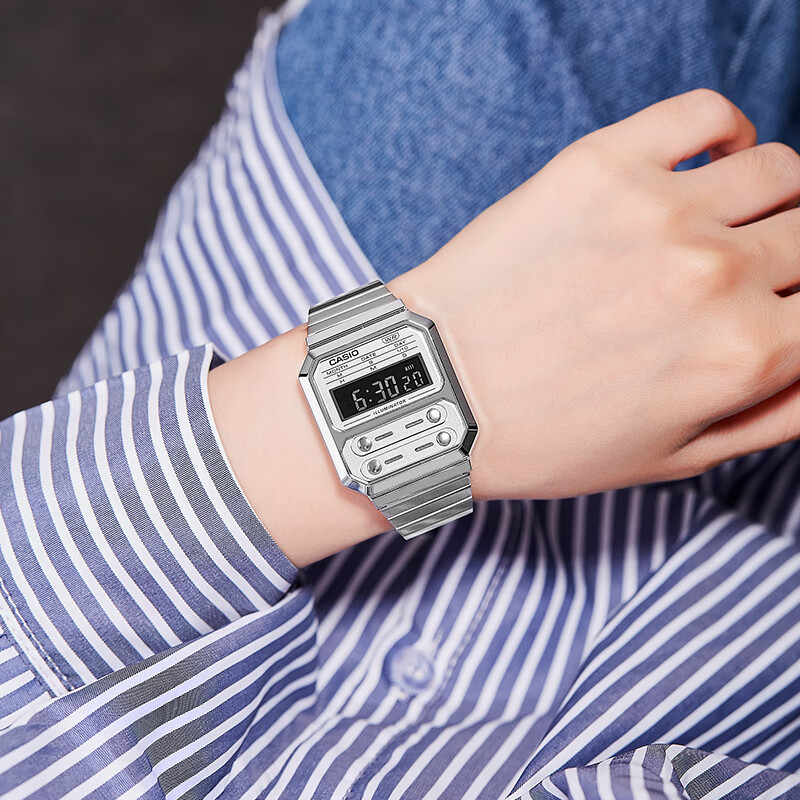 CASIO Watch, Unisex Digital Display Classic Square Electronic Couple Watch, A100WE-7B