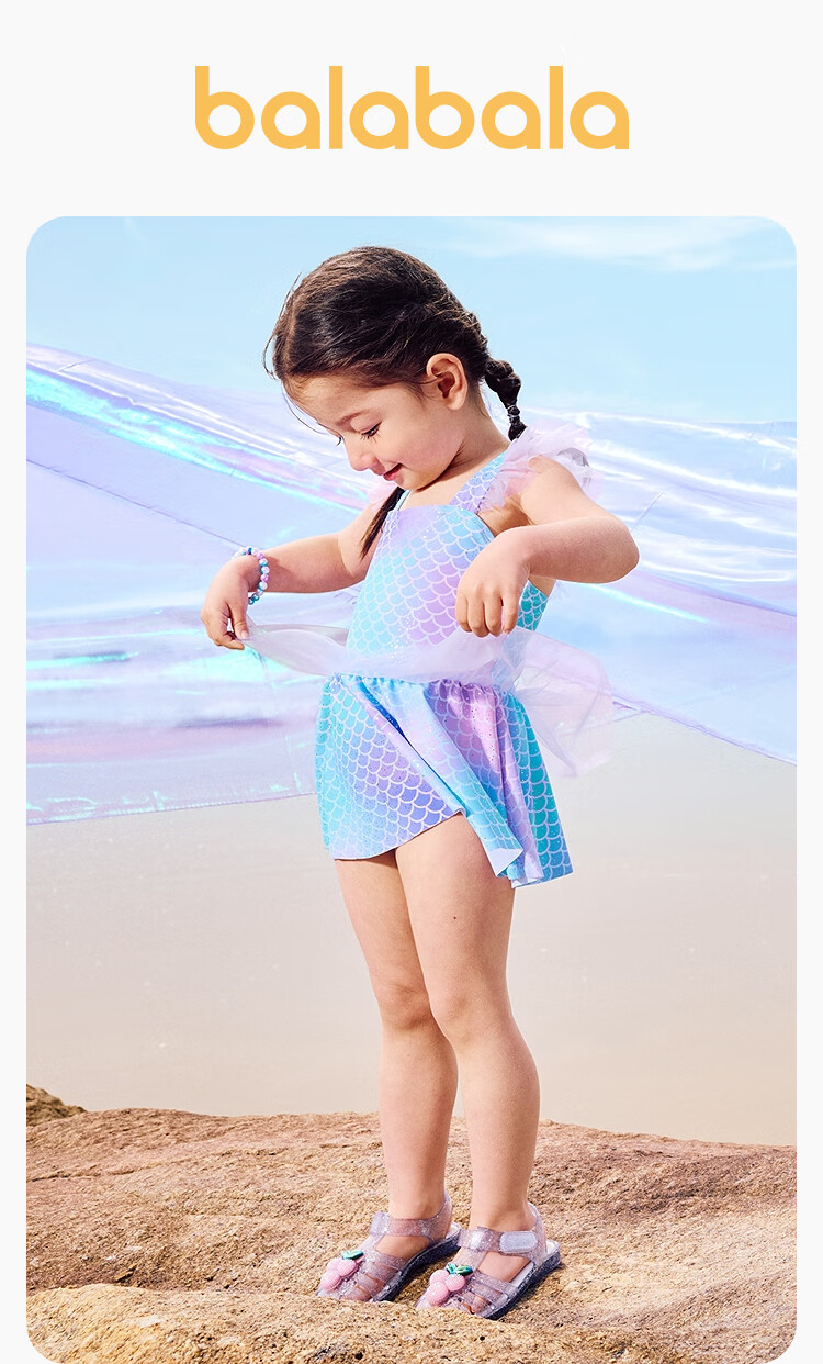 Balabala Girls' One-Piece Swimsuit with Mesh Skirt Toddler Swimwear Sweet Mermaid Swim Dress 1