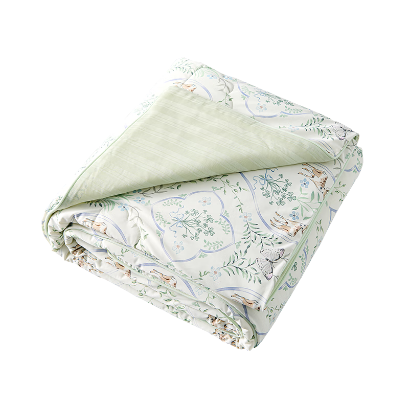 OUYUN Silk Children's Summer Cool Quilt, Baby Air Conditioning Quilt, Breathable Sweat-Wicking Cooling Quilt, Green Shadow