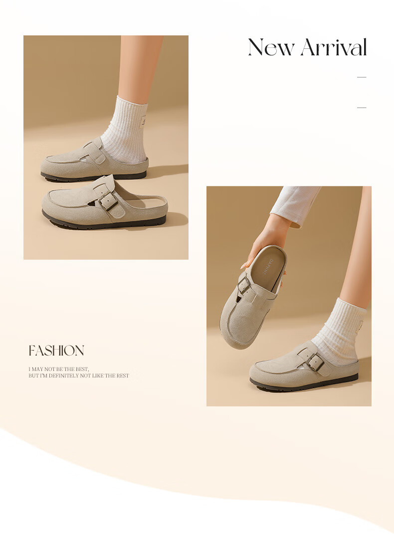 DAPHNE Women's Closed-Toe Mules, Summer Outdoor Wear, 2025 Thick-Soled Comfortable Slip-On Soft-Bottom Women's Shoes, Khaki, Size 37 9