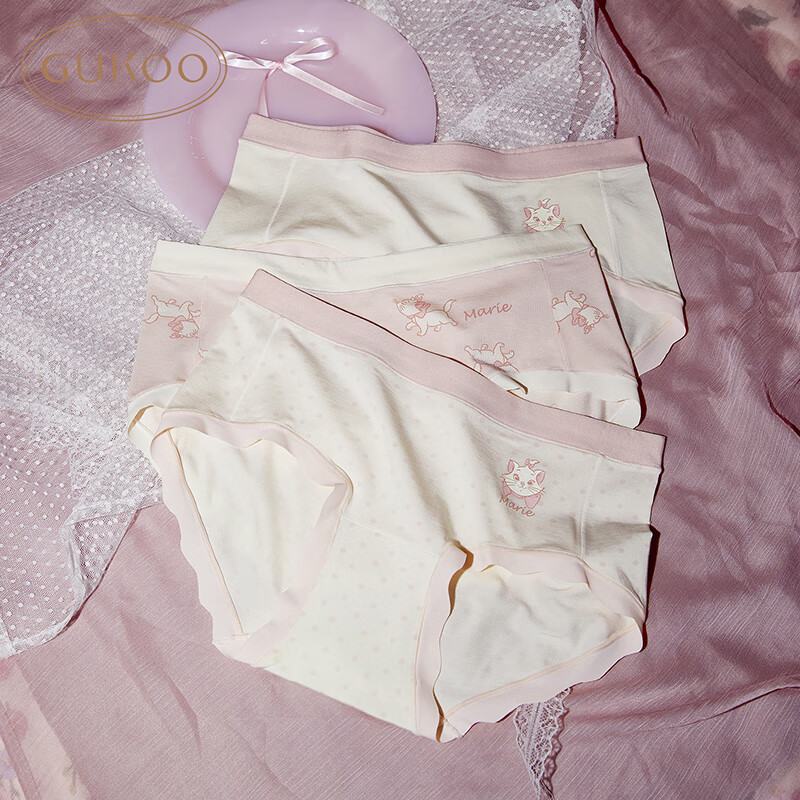 Gukoo Modal Women's Underwear Spring Summer Marie Cat Collaboration New Pure Cotton Crotch Ladies Underwear Set L