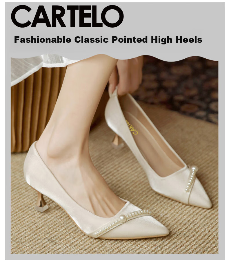 CARTELO French Wedding Shoes Elegant Women's High Heels KCC-2022 Apricot (5cm) 38 1