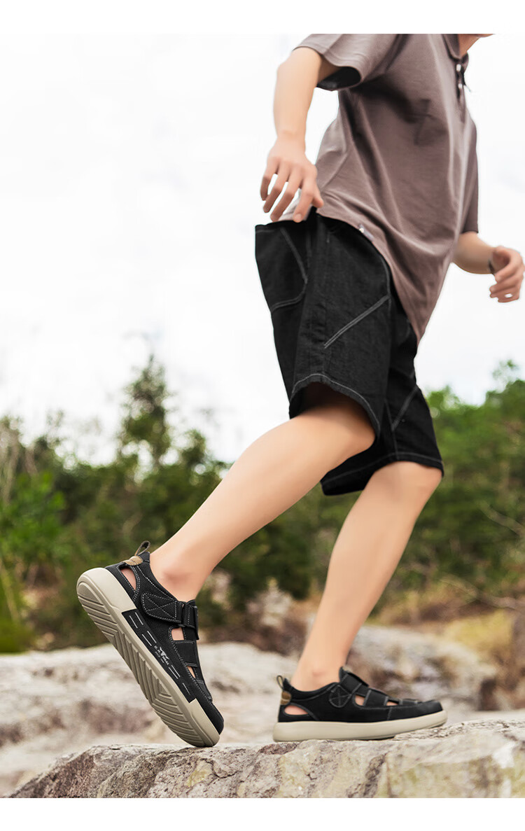 Bull Family Men's Summer New Hollow Breathable Closed-Toe Sandals Outdoor Comfortable Casual Sports Hiking Shoes 15