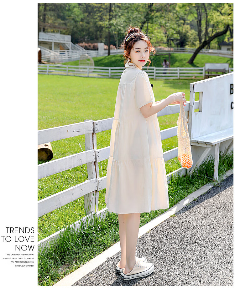 JOYNCLEON Maternity Summer Nursing Dress Short Sleeve Loose Long Dress Apricot M Jly156791 20