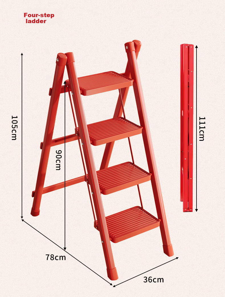 Chibailun Folding Ladder, Household A-Frame Ladder, Widened Steps, Thickened Carbon Steel Iron Ladder, Multifunctional Climbing Ladder 15