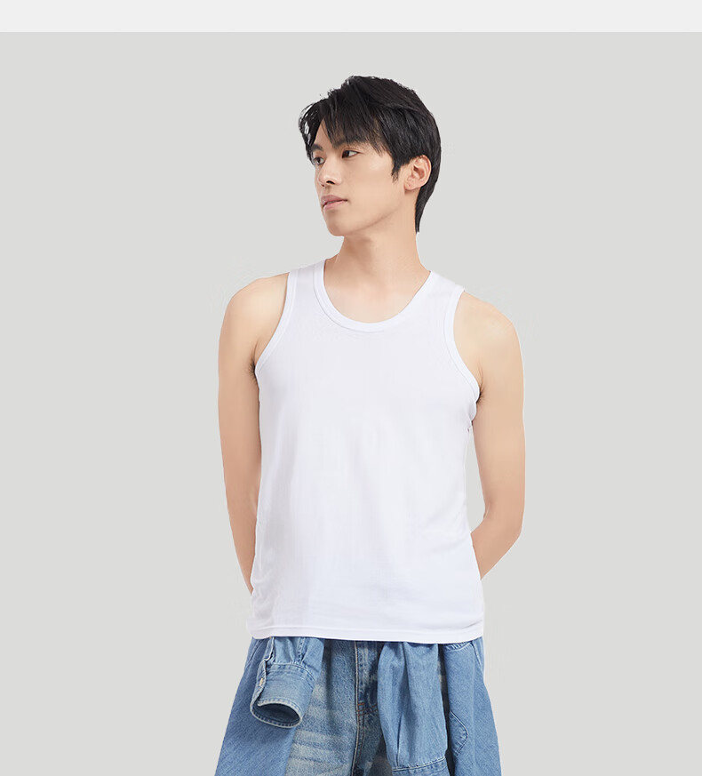 FIRS Men's 100% Cotton Seamless Crew Neck Breathable Antibacterial Sleeveless Sports Undershirt Tank Top 8