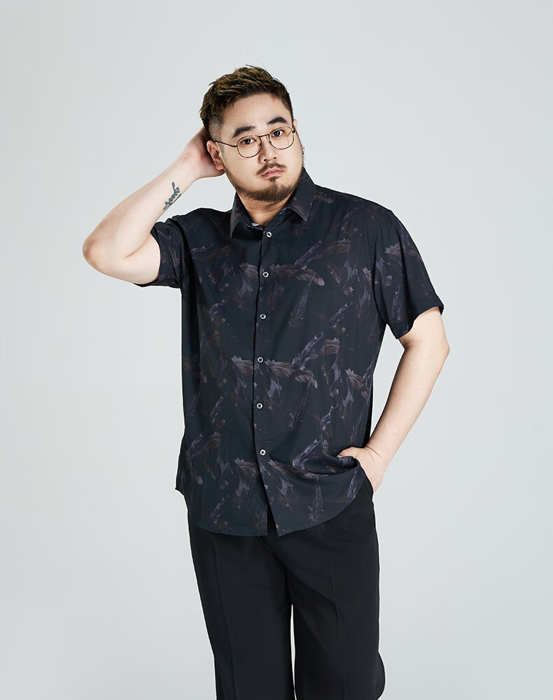 Ayoupang Summer Ice Silk Plus Size Short Sleeve Floral Shirt, Loose Fit, Large Size, Stretchy, Seamless, Casual Blouse 14