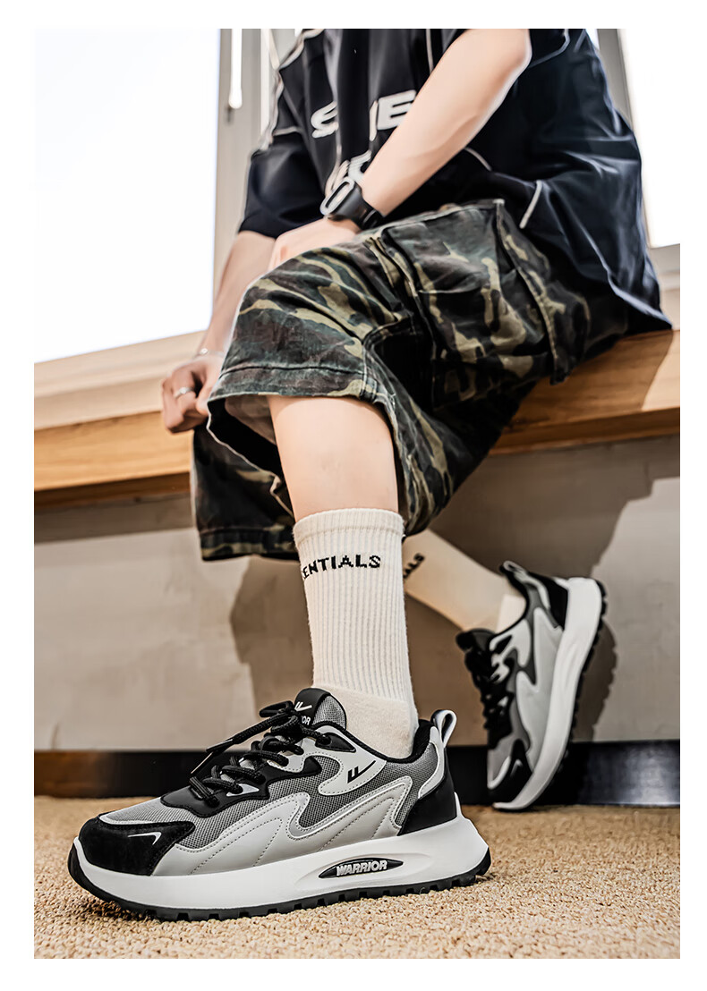 Warrior Men's Sneakers 2025 Summer Casual Breathable Low-top Shoes for Men Beige/Grey/Blue Size 40 20