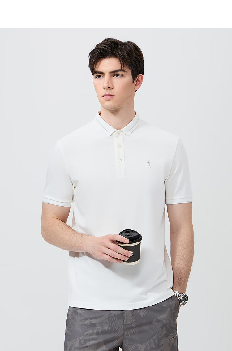 DANCING WOLVES [Mulberry Silk] Cool And Breathable Summer Commute Men's Short-Sleeve POLO Shirt, 001 Black, 2XL (185) 10