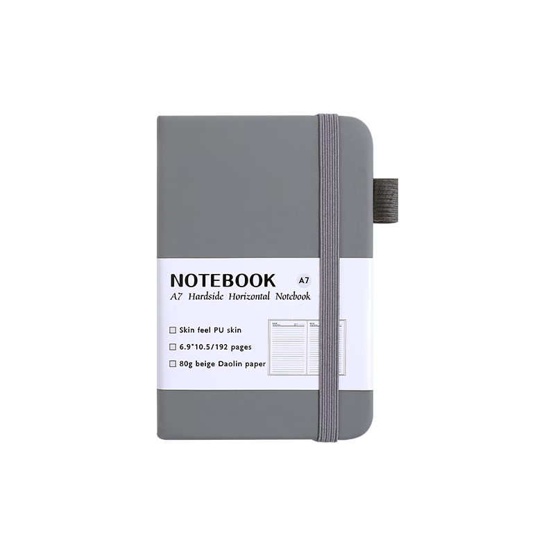 Jiaranheng A7 Strap Portable Notebook, Small Pocket Notebook, Vocabulary Book, Diary, Mini Compact Travel Notebook, Small Pocket Journal, Gray